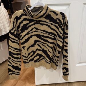 Zebra Print Turtleneck Sweater
